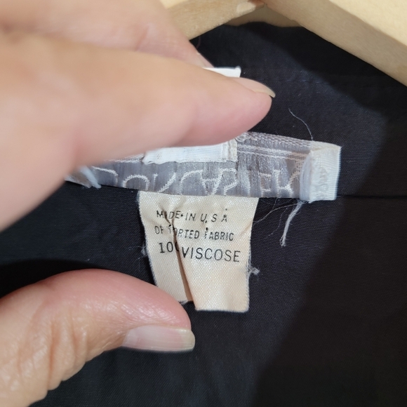 VTG DONCASTER Black Beach Lady Theme Button-Up Shirt Sz 14 Fairy Goth Artsy - Picture 10 of 12